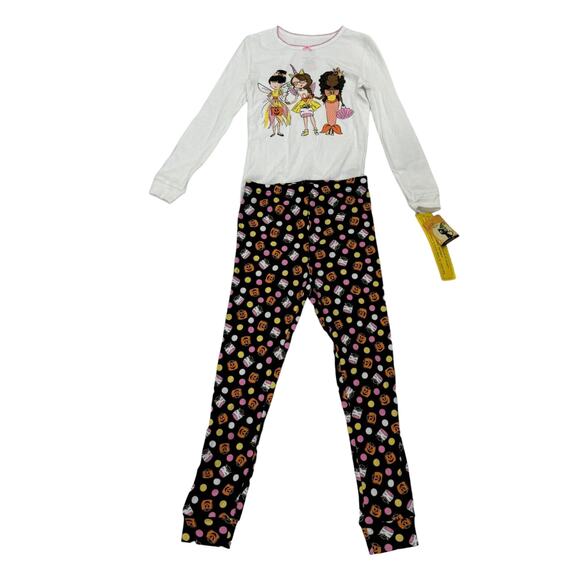 Spooky Night Girls Halloween Pajama Set Size 7 Fairy Unicorn Mermaid Long Sleeve - Picture 1 of 12